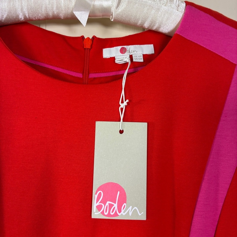 Boden Dress Red 12 Fit and Flare NEW quiet luxury fully lined knit cotton blend